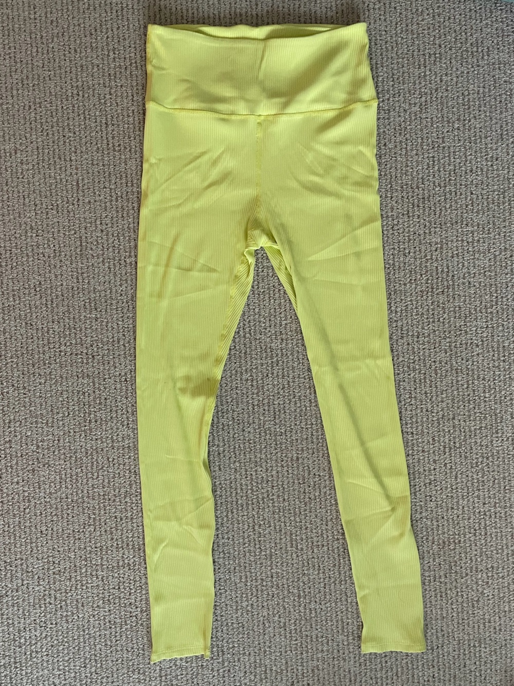 Love Tree Neon Lime High-Waist Ribbed Leggings